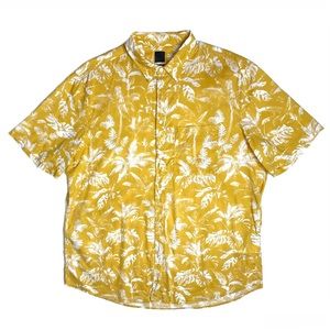 H&M yellow and white tropical floral print shirt